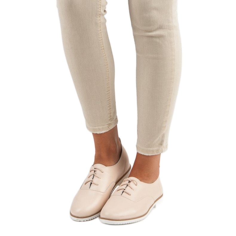 MAZARO Bézs Bőr Cipők 1