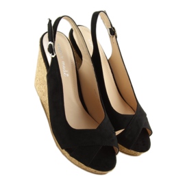 Fekete szandál parafa éksarkon 6421 1