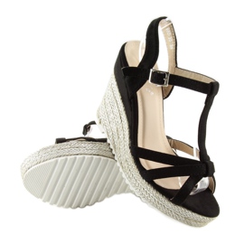 Fekete szandálok, espadrillák ékeken, fekete 680-30 Fekete 2