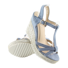 Szandálok, espadrillák ékeken, kék 680-30 Kék 2