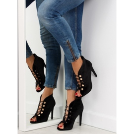 Bársony nyitott orrú pumpák 1129 Fekete 1