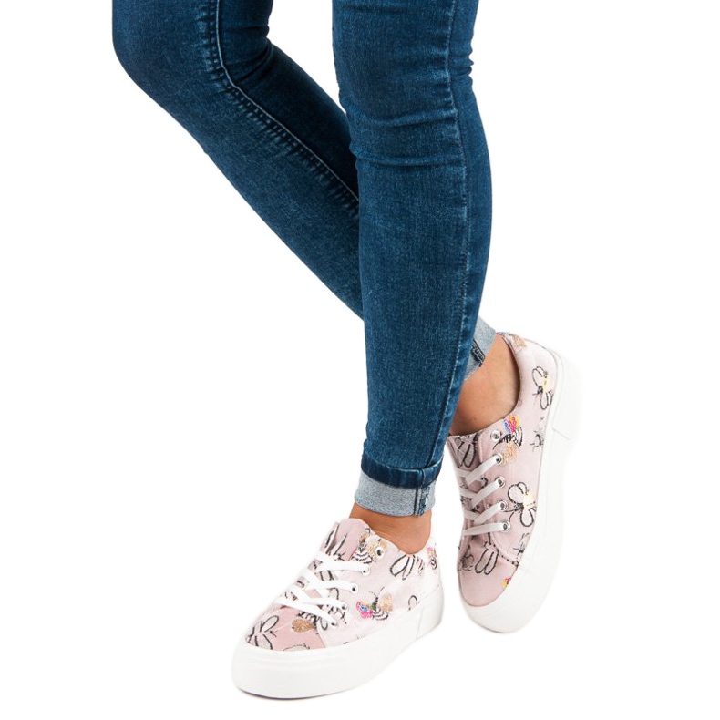 Kylie Velúr Cipők A Platformon fehér rózsaszín 1