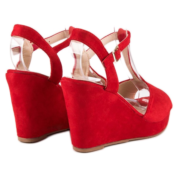 Bella Star Velúr ékszandál piros 2