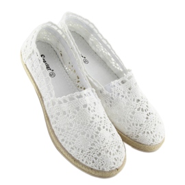 Fehér csipke espadrillák JX57P fehér 2