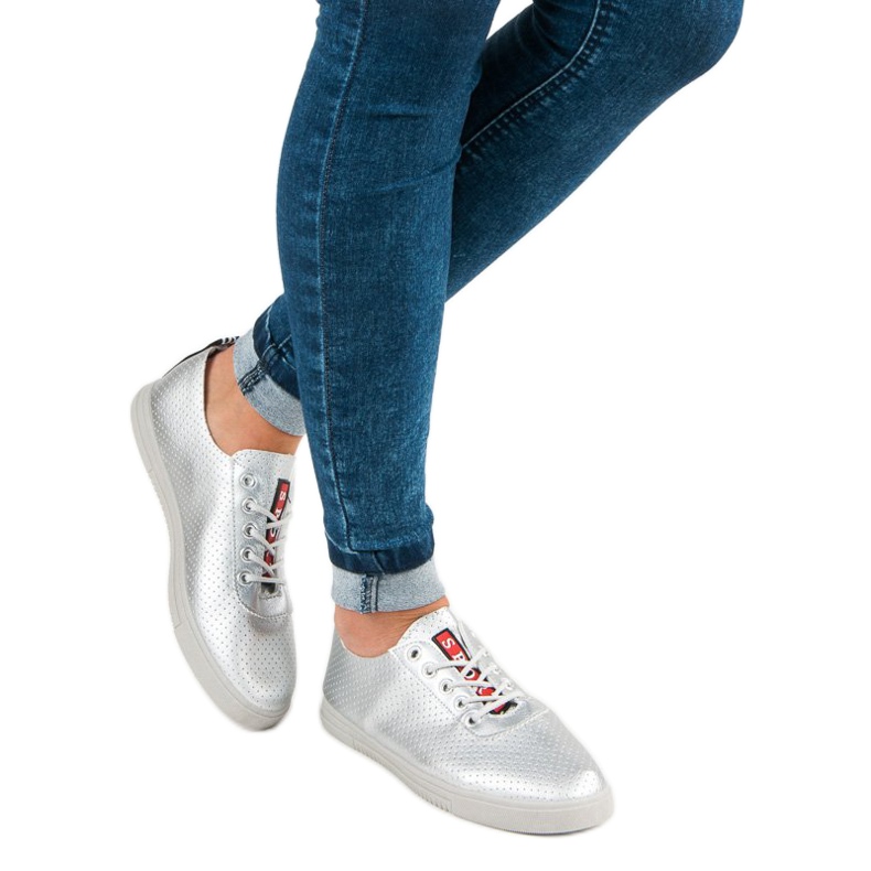 Ezüst tornacipő áttört szürke 1