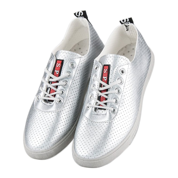 Ezüst tornacipő áttört szürke 2