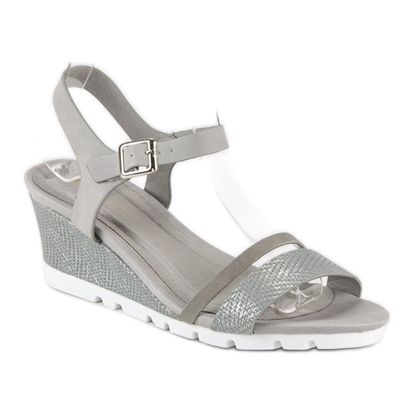 Ideal Shoes Szürke ékszandál 2