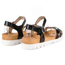 Forever Folie Fekete szandál strasszokkal 1