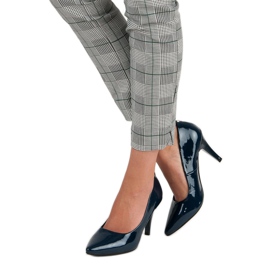 Navy lakkozott vinceza sarkú cipő kék 2