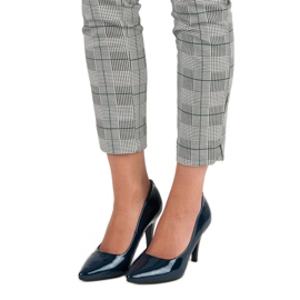 Navy lakkozott vinceza sarkú cipő kék 1