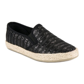 McKey Divatos csíkos espadrillák fekete 1