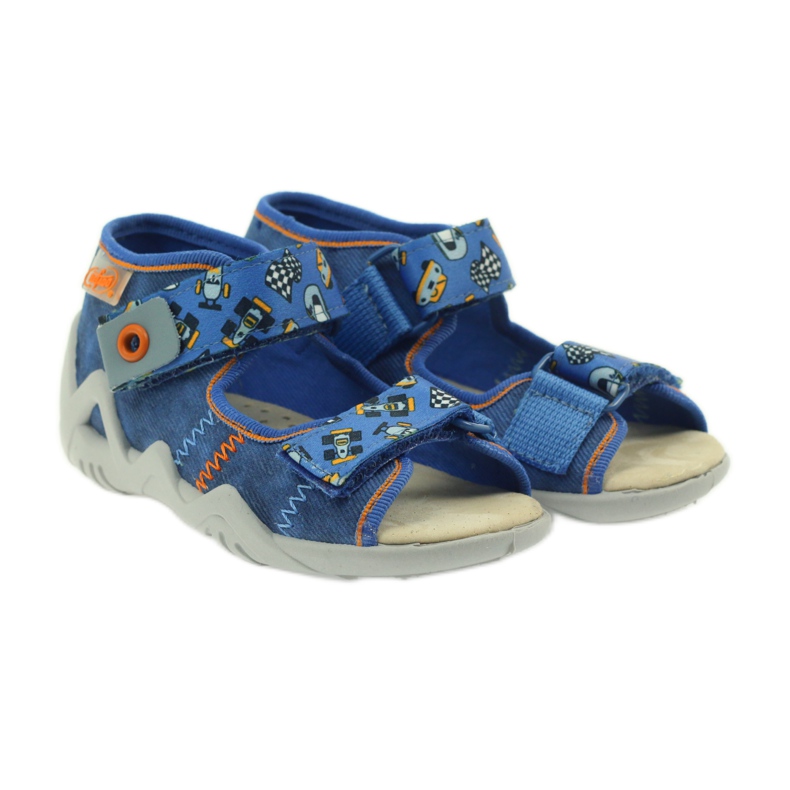 Befado szandál 250p bőr betéttel kék narancssárga 4