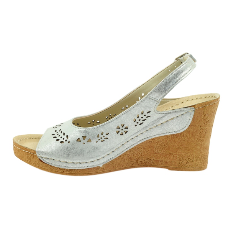 Gregors Női fém bőr szandál ezüst ékekhez 709 2