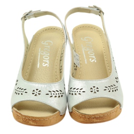 Gregors Női fém bőr szandál ezüst ékekhez 709 4