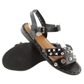 Fekete szandál lapos talpon 99-19 1