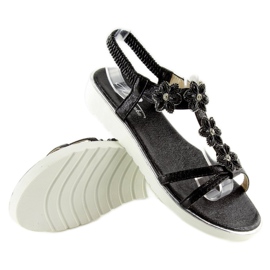 Kényelmes virágos szandál fekete 127-58 Fekete 2