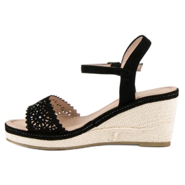 Ideal Shoes Fekete espadrillák ékeken 1