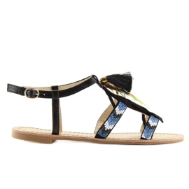 Fekete Boho stílusú szandál LQ-2662 fekete 2