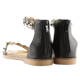 Fekete VS-376 Fekete rögzítésű bokasandál 2