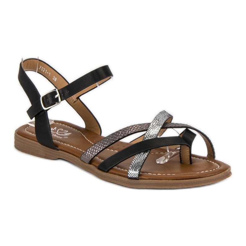 Small Swan Klasszikus fekete szandál szürke 1