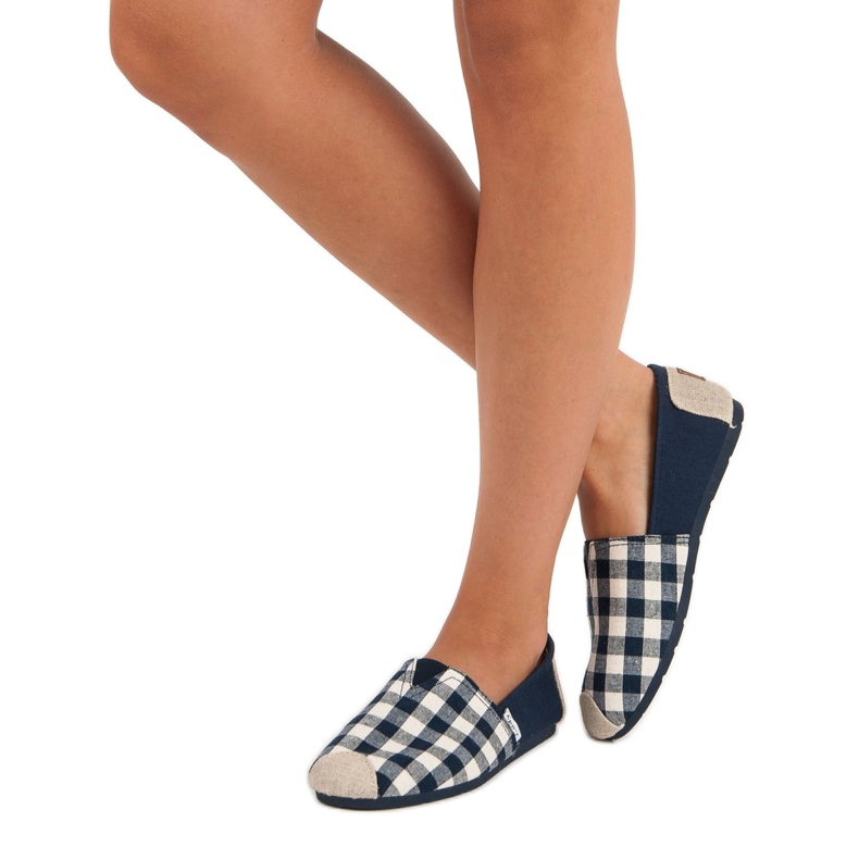 L. Day Sötétkék kockás sliponok barna 1