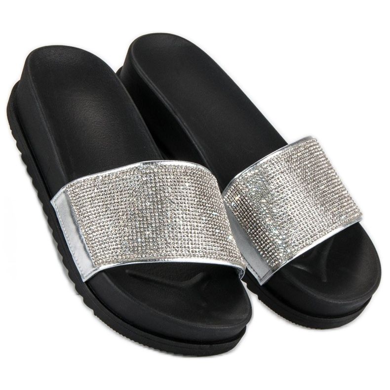 Stílusos ezüst papucs szürke 1