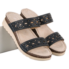 VINCEZA áttört papucs kék 1