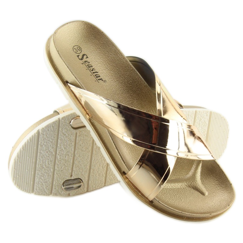 Tükör megjelenés arany papucs CK46P arany aranysárga 2 Tükör megjelenés arany papucs CK46P arany aranysárga 2