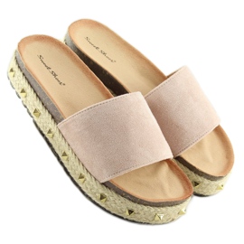 LS51 szegfű bézs espadrilles papucs 2