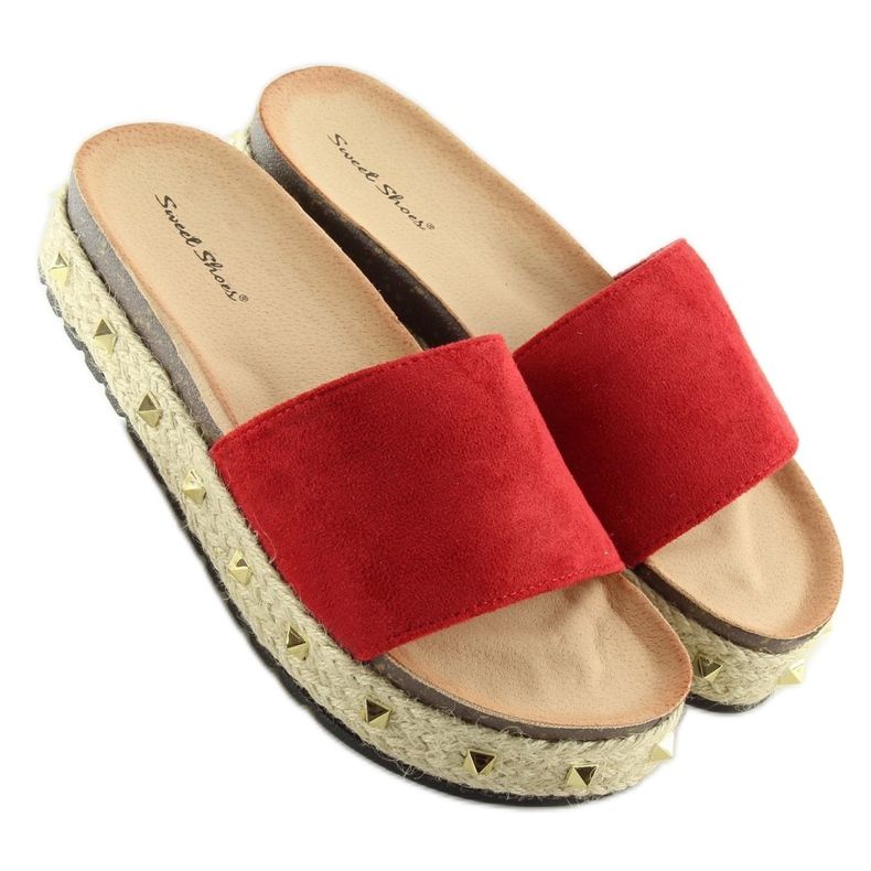 Piros LS51 Piros espadrilles papucs 1