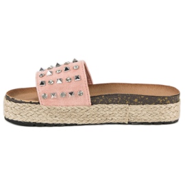 L. Lux. Shoes Espadrilles flip-flop szegecsekkel rózsaszín 1