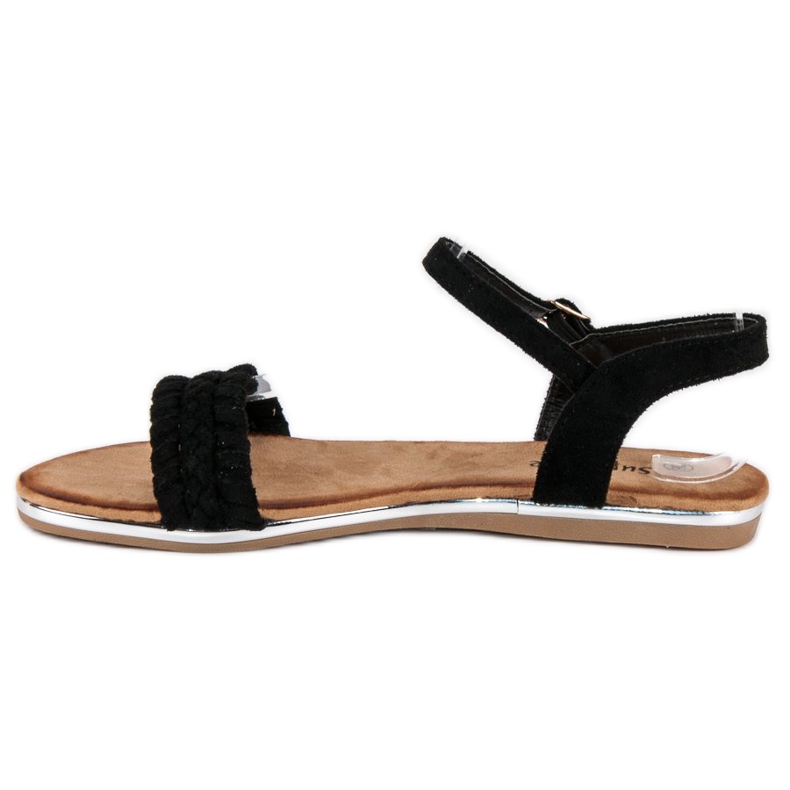 Super Me Velúr lapos szandál fekete 1