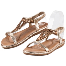 Marquiz Arany lapos szandál elasztikus szalaggal aranysárga 2