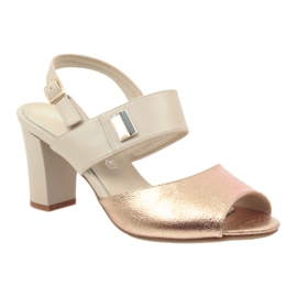 M.Daszyński Bőr szandál Daszyński SA107 bézs rózsaszín 1