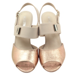 M.Daszyński Bőr szandál Daszyński SA107 bézs rózsaszín 3