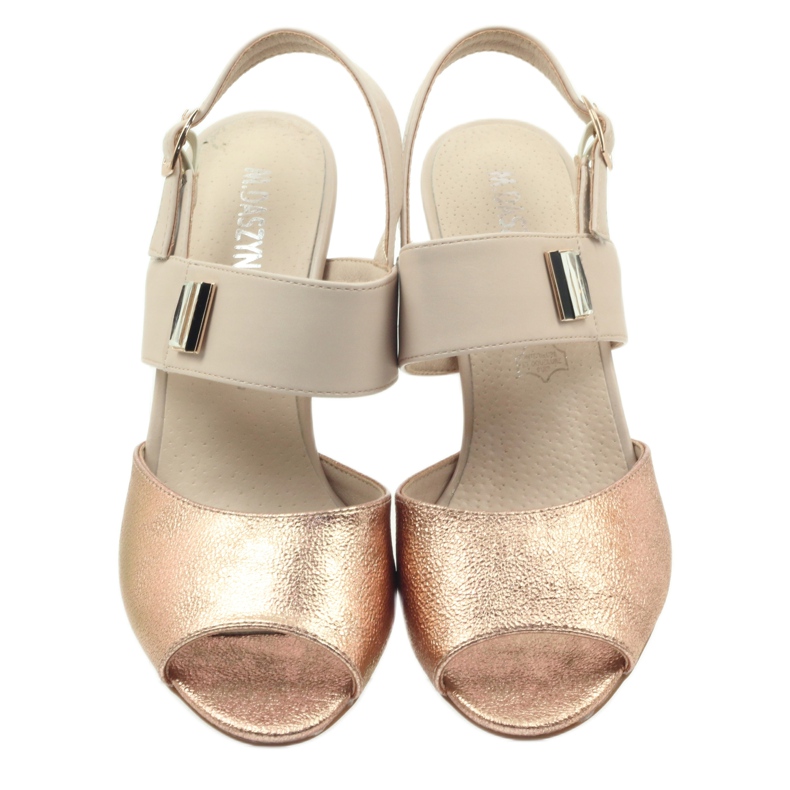 M.Daszyński Bőr szandál Daszyński SA107 bézs rózsaszín 3