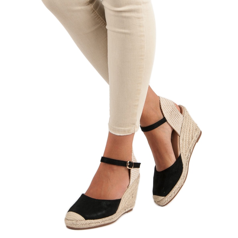Nio Nio Wedge espadrilles szandál fekete barna 1