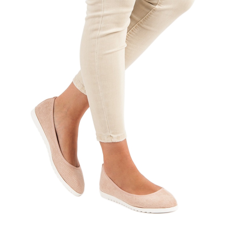 Sun Color Áttört velúr balerinák rózsaszín 1