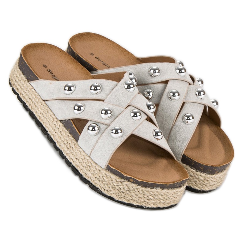 Sergio Todzi Strasszköves papucs szürke 2