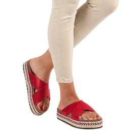 Sergio Todzi Etnikai mintás papucsok piros 1