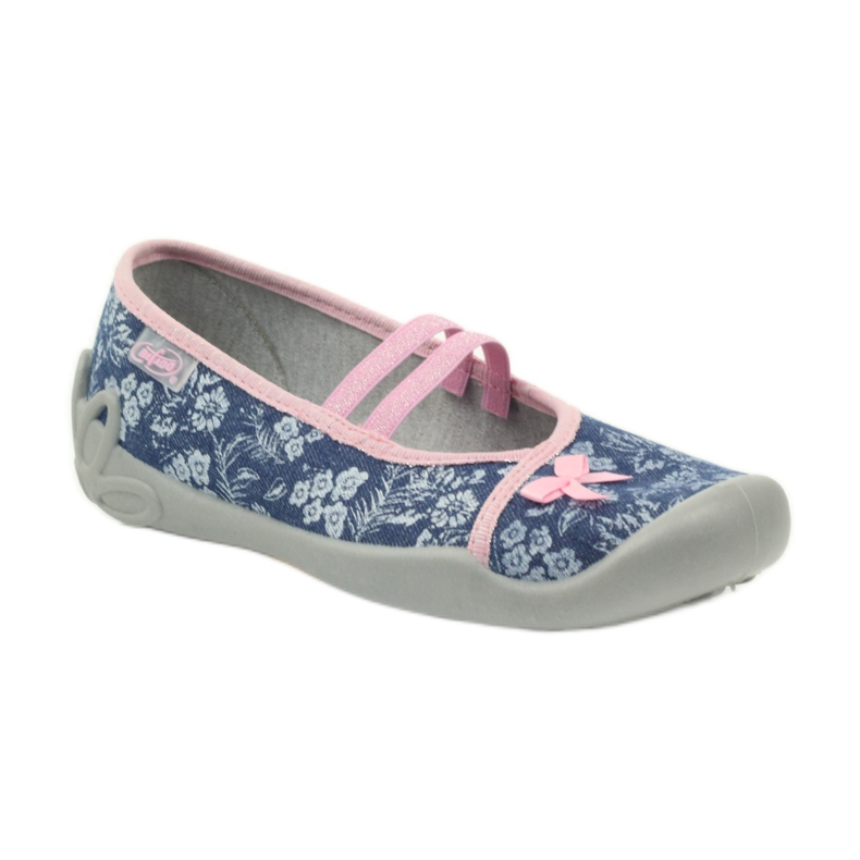 Virágos papucs Befado 116y232 farmer kék rózsaszín sötétkék 1