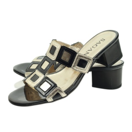 Fekete-arany Sagan papucs sárga 3