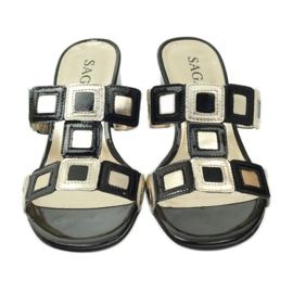 Fekete-arany Sagan papucs sárga 4