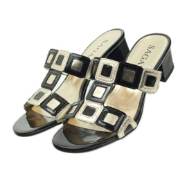 Fekete-arany Sagan papucs sárga 5