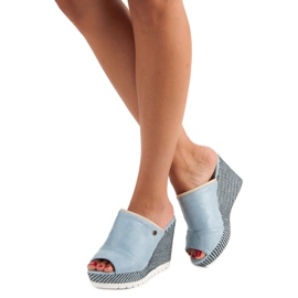 Primavera Velúr ékszandál kék 1