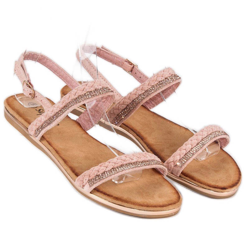 Super Me Kényelmes velúr szandál rózsaszín 1