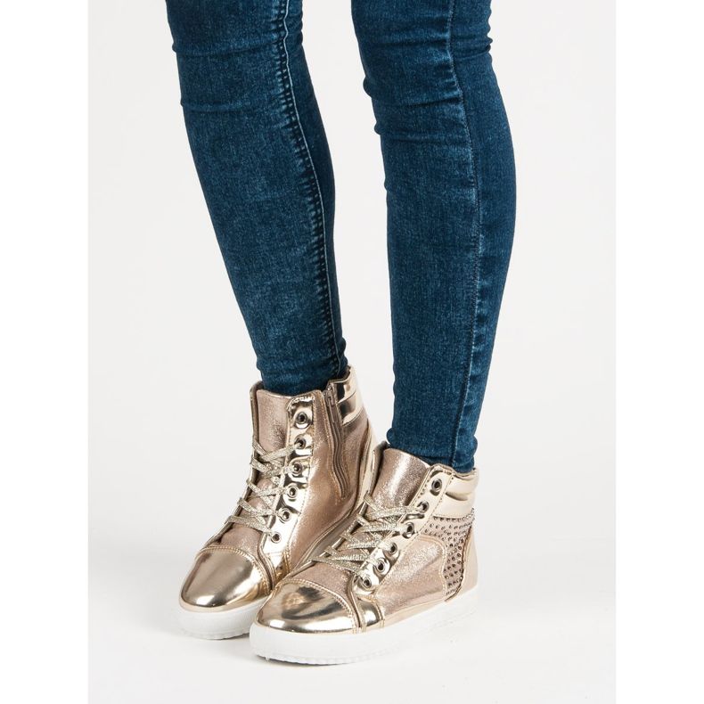 Lakkozott tornacipő a boka fölött sárga 1