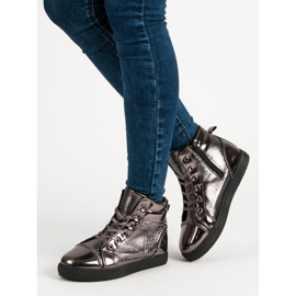 Lakkozott tornacipő a boka fölött szürke sokszínű 1