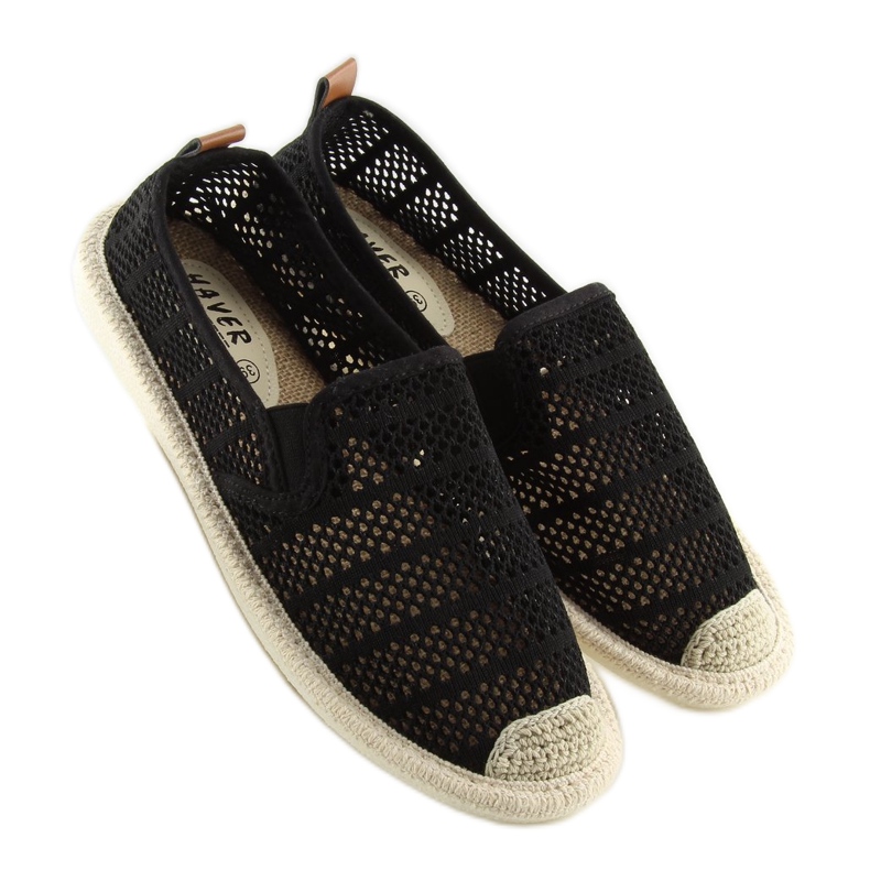 Fekete hálós espadrillák F01B Fekete 2 Fekete hálós espadrillák F01B Fekete 2