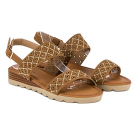 Primavera Áttört lapos szandál barna 2